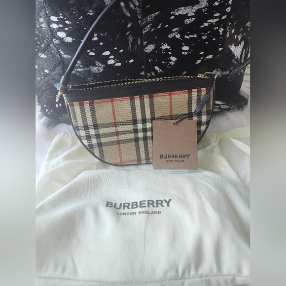 Authentic Burberry Olympia Vintage Beige Check Shoulder Bag - Picture 5 of 7